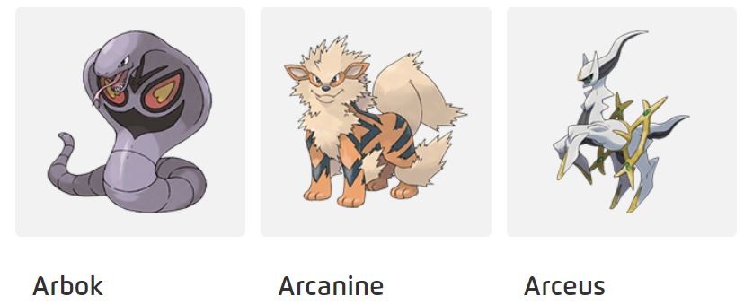 Pokemon Names from A